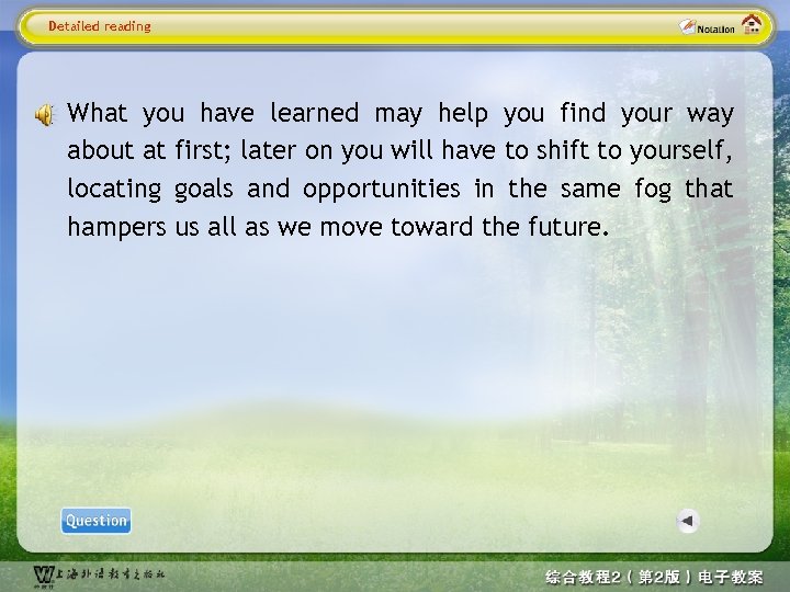 Detailed reading What you have learned may help you find your way about at