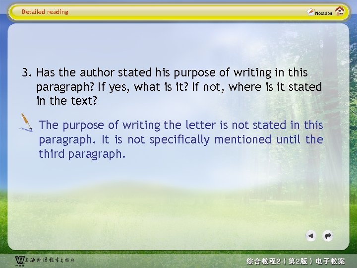 Detailed reading 3. Has the author stated his purpose of writing in this paragraph?