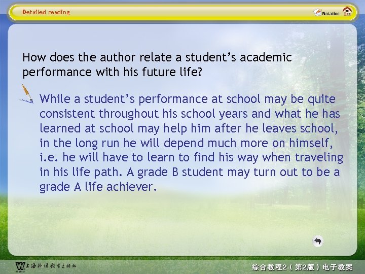 Detailed reading How does the author relate a student’s academic performance with his future