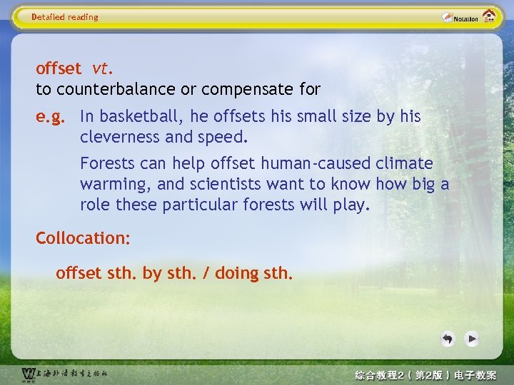 Detailed reading offset vt. to counterbalance or compensate for e. g. In basketball, he