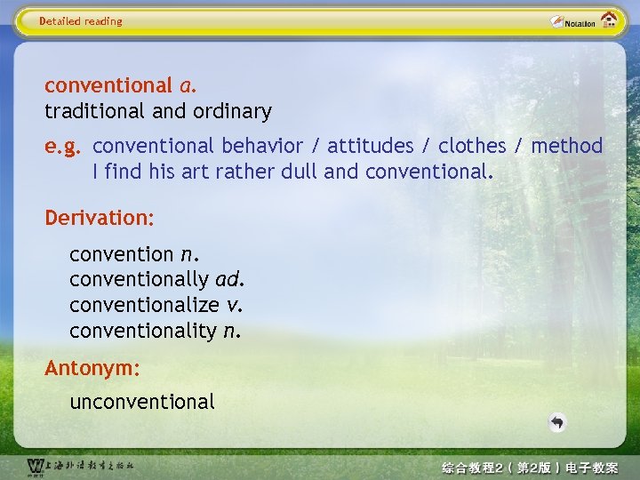 Detailed reading conventional a. traditional and ordinary e. g. conventional behavior / attitudes /