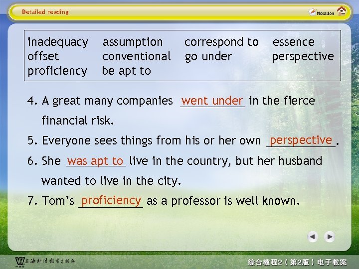 Detailed reading inadequacy offset proficiency assumption conventional be apt to correspond to go under