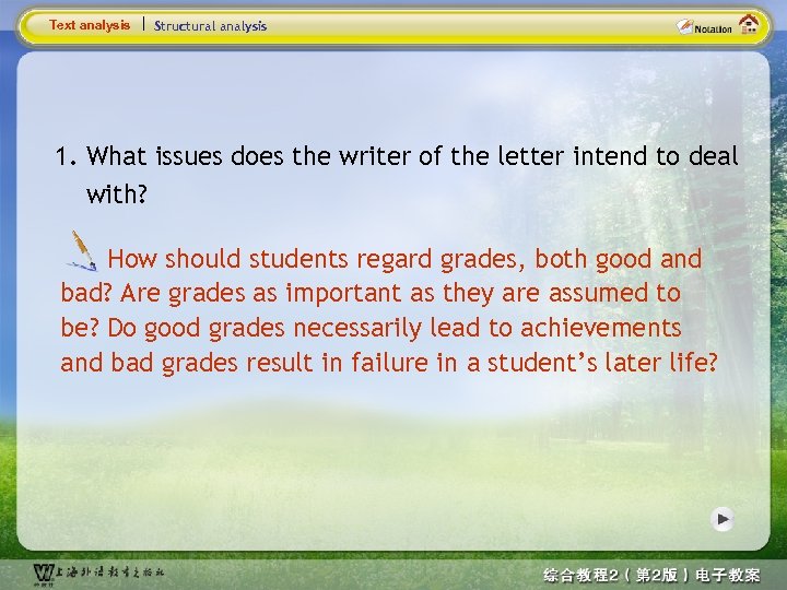 Text analysis Structural analysis 1. What issues does the writer of the letter intend