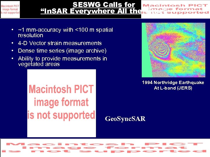 SESWG Calls for “In. SAR Everywhere All the Time” • ~1 mm-accuracy with <100