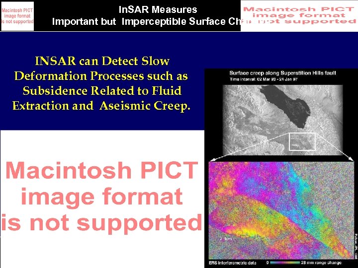 In. SAR Measures Important but Imperceptible Surface Changes INSAR can Detect Slow Deformation Processes