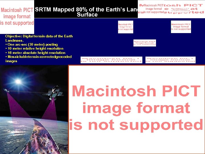 SRTM Mapped 80% of the Earth’s Land Surface Objective: Digital terrain data of the