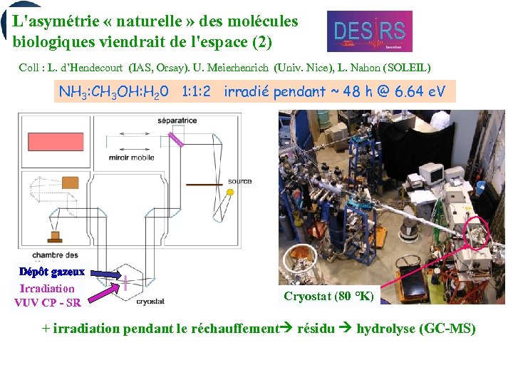L'asymétrie « naturelle » des molécules biologiques viendrait de l'espace (2) Coll : L.