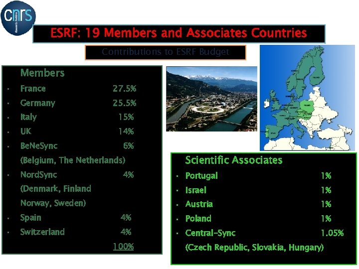 ESRF: 19 Members and Associates Countries Contributions to ESRF Budget Members P. 4 •