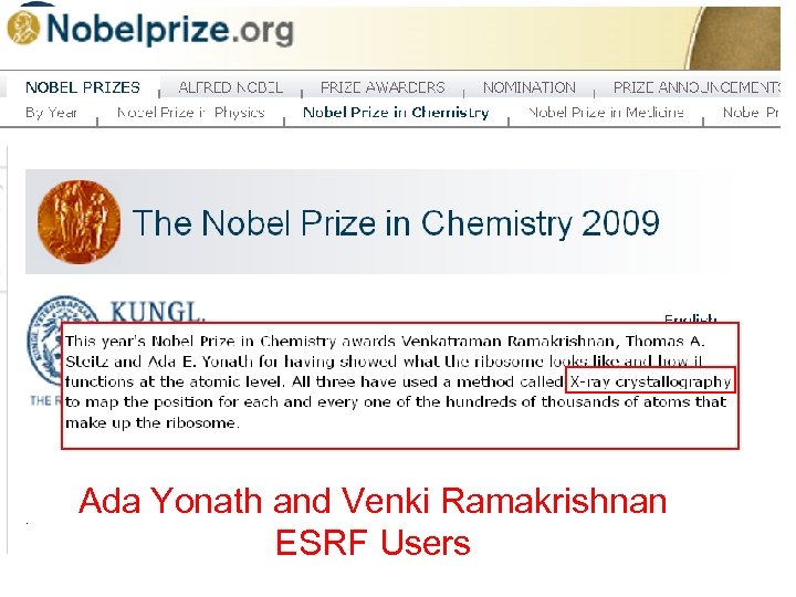 P. 6 Ada Yonath and Venki Ramakrishnan ESRF Users 