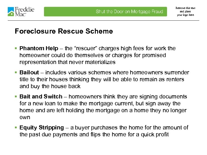 Remove this text and place your logo here Foreclosure Rescue Scheme § Phantom Help