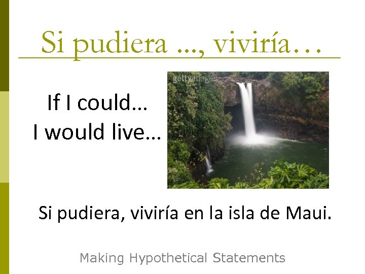 Si pudiera. . . , viviría… If I could… I would live… Si pudiera,