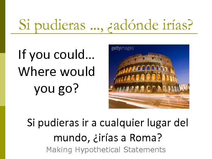 Si pudieras. . . , ¿adónde irías? If you could… Where would you go?