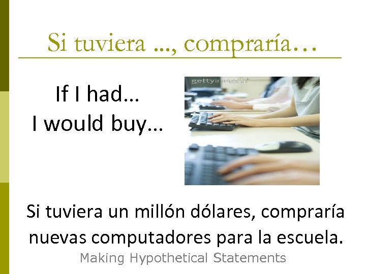 Si tuviera. . . , compraría… If I had… I would buy… Si tuviera