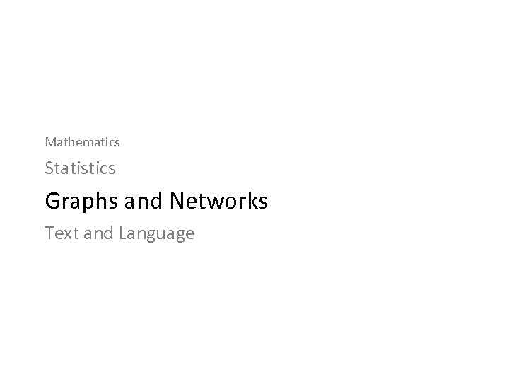 Mathematics Statistics Graphs and Networks Text and Language 