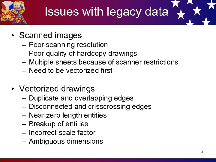 Issues with legacy data • Scanned images – – Poor scanning resolution Poor quality