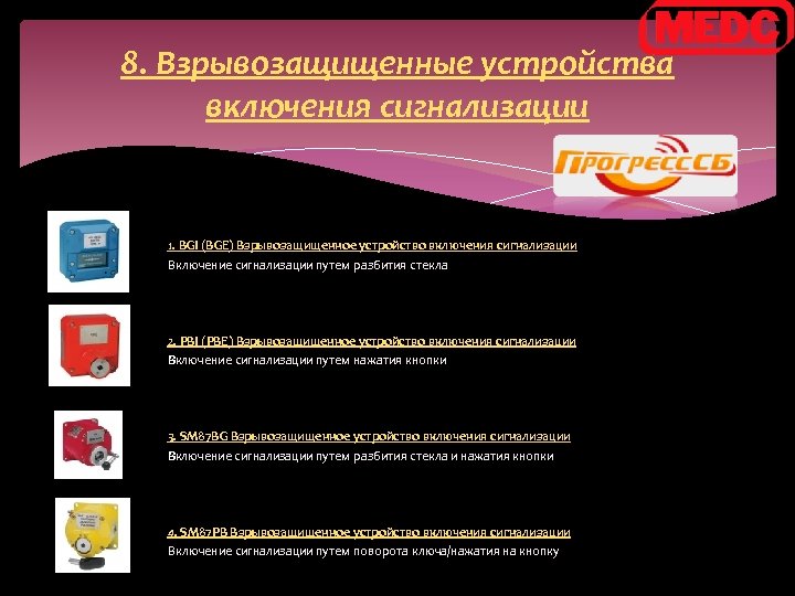 8. Взрывозащищенные устройства включения сигнализации 1. BGI (BGE) Взрывозащищенное устройство включения сигнализации Включение сигнализации