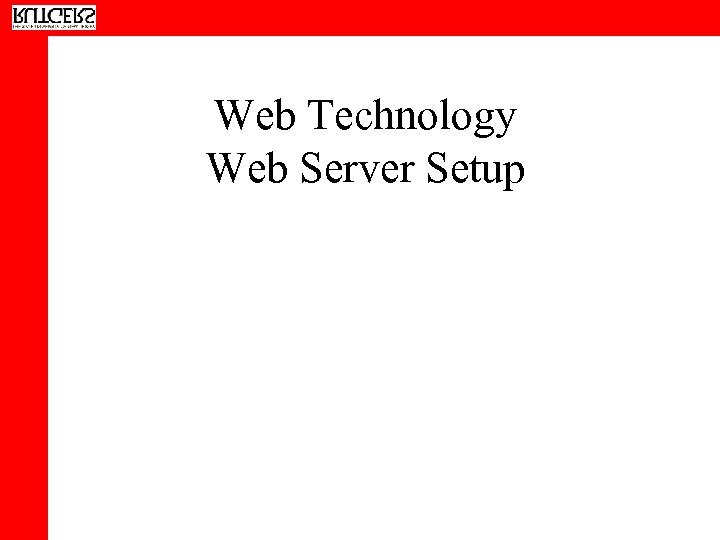 Web Technology Web Server Setup 