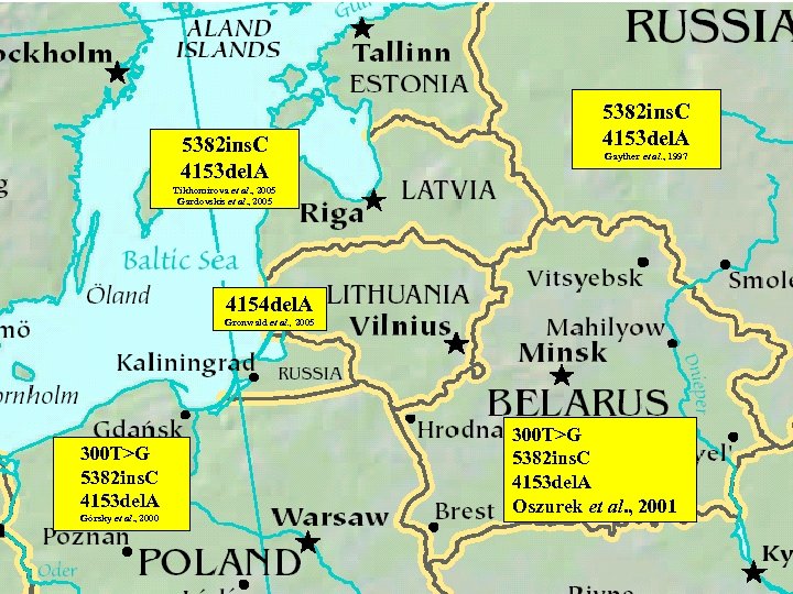 5382 ins. C 4153 del. A Gayther et al. , 1997 Tikhomirova et al.
