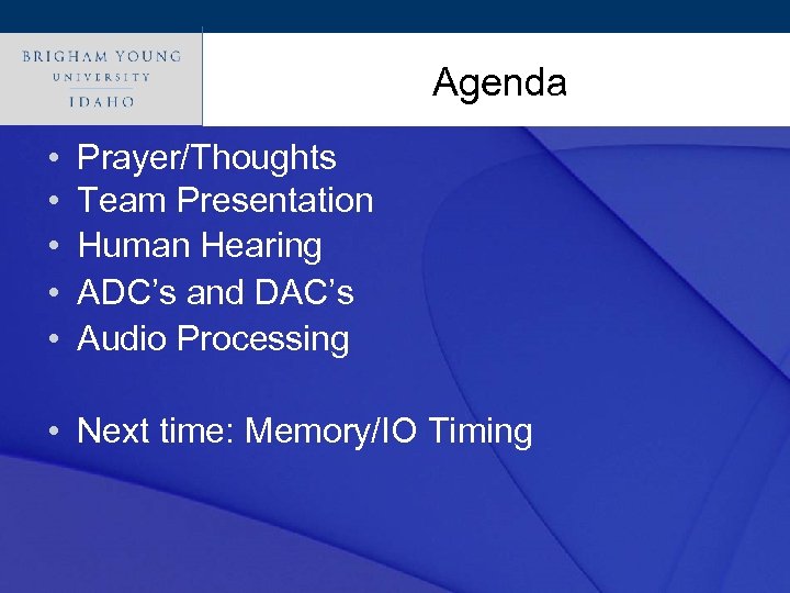 Click to edit Master title style Agenda • • • Prayer/Thoughts Team Presentation Human