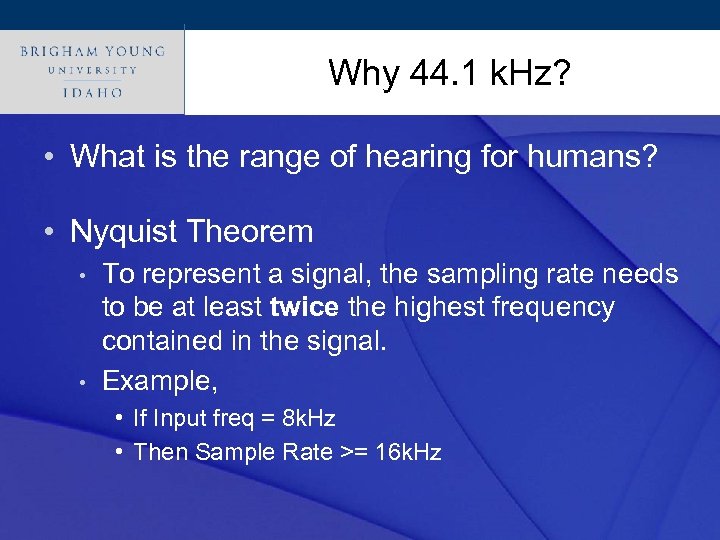 Click to edit Master title style Why 44. 1 k. Hz? • What is