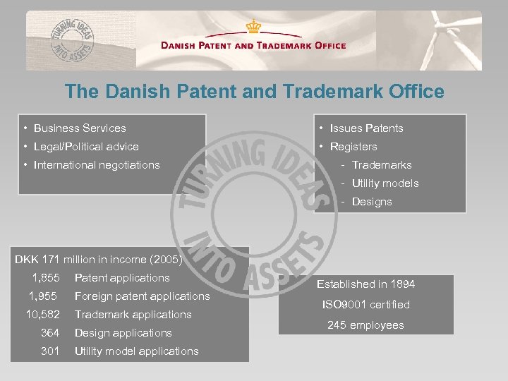 The Danish Patent and Trademark Office • Business Services • Issues Patents • Legal/Political