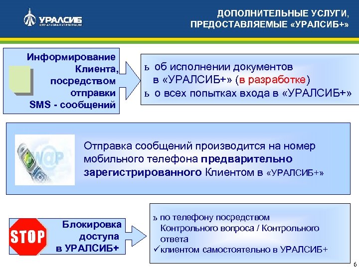 ДОПОЛНИТЕЛЬНЫЕ УСЛУГИ, ПРЕДОСТАВЛЯЕМЫЕ «УРАЛСИБ+» Информирование Клиента, посредством отправки SMS - сообщений ь об исполнении