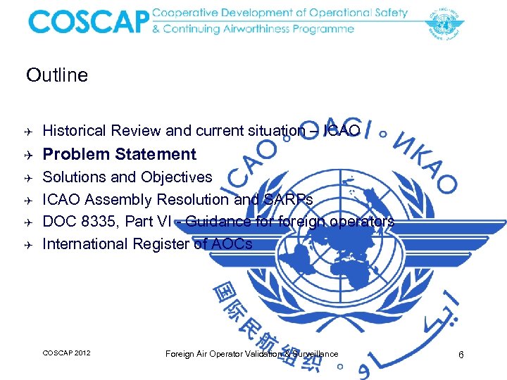 Outline Q Historical Review and current situation – ICAO Q Problem Statement Q Solutions