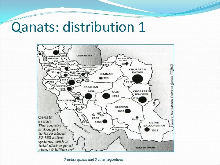 Qanats: distribution 1 Persian qanats and Roman aqueducts 