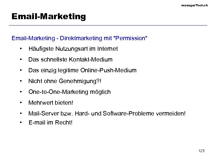 manager. Tool. ch Email-Marketing - Direktmarketing mit 