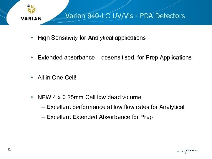 Varian 940 -LC UV/Vis - PDA Detectors • High Sensitivity for Analytical applications •