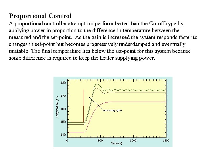 Proportional Control A proportional controller attempts to perform better than the On-off type by