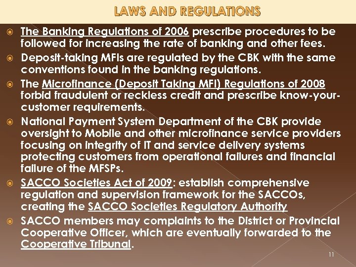 LAWS AND REGULATIONS The Banking Regulations of 2006 prescribe procedures to be followed for