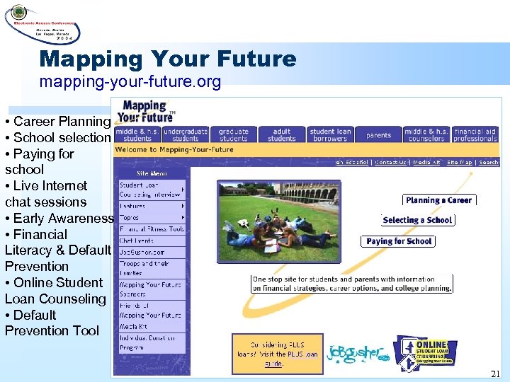 Mapping Your Future mapping-your-future. org • Career Planning • School selection • Paying for