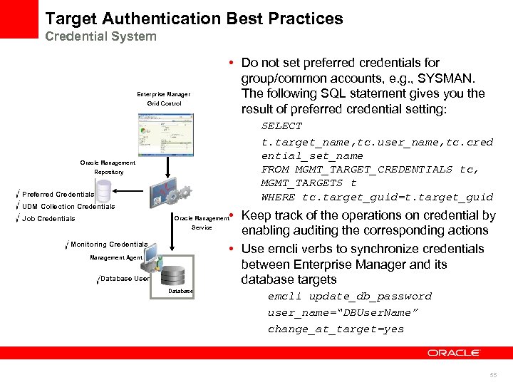 Target Authentication Best Practices Credential System • Do not set preferred credentials for group/common