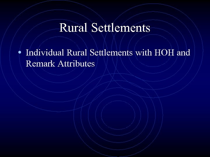 Rural Settlements • Individual Rural Settlements with HOH and Remark Attributes 