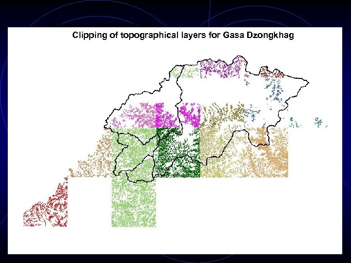 Mosaicing of topo sheets Clipping of topographical layers for Gasa Dzongkhag 