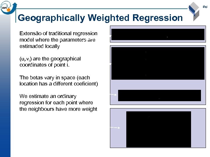 Geographically Weighted Regression Extensão of traditional regression model where the parameters are estimaded locally
