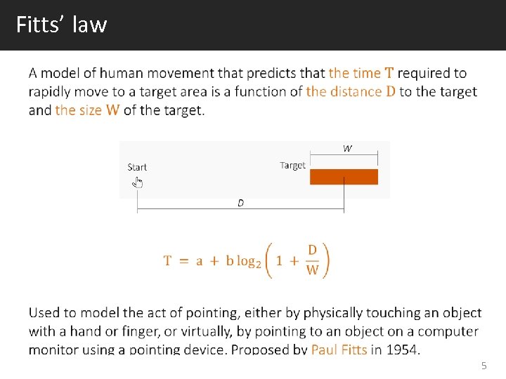 Fitts’ law 5 
