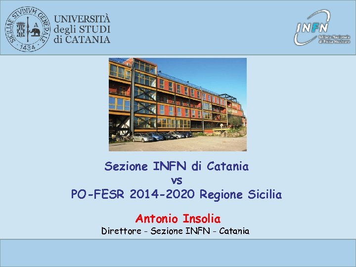 Sezione INFN di Catania vs PO-FESR 2014 -2020 Regione Sicilia Antonio Insolia Direttore -