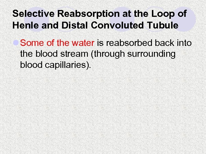 Selective Reabsorption at the Loop of Henle and Distal Convoluted Tubule l Some of