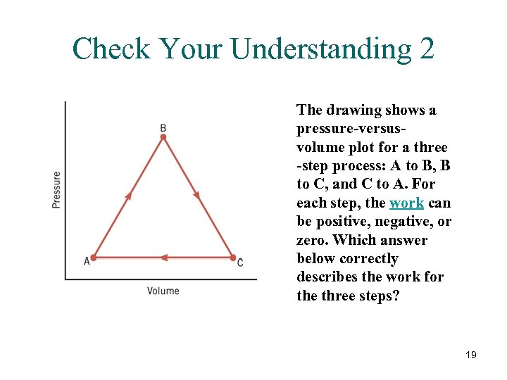 Check Your Understanding 2 The drawing shows a pressure-versusvolume plot for a three -step