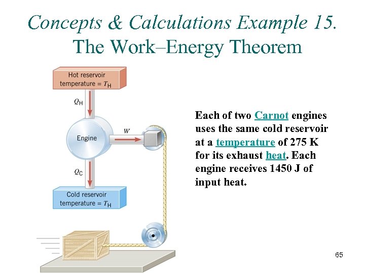 Concepts & Calculations Example 15. The Work–Energy Theorem Each of two Carnot engines uses