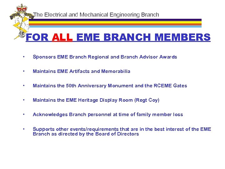 The Electrical and Mechanical Engineering Branch FOR ALL EME BRANCH MEMBERS • Sponsors EME