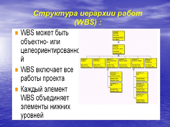 Структура иерархии работ (WBS) : 