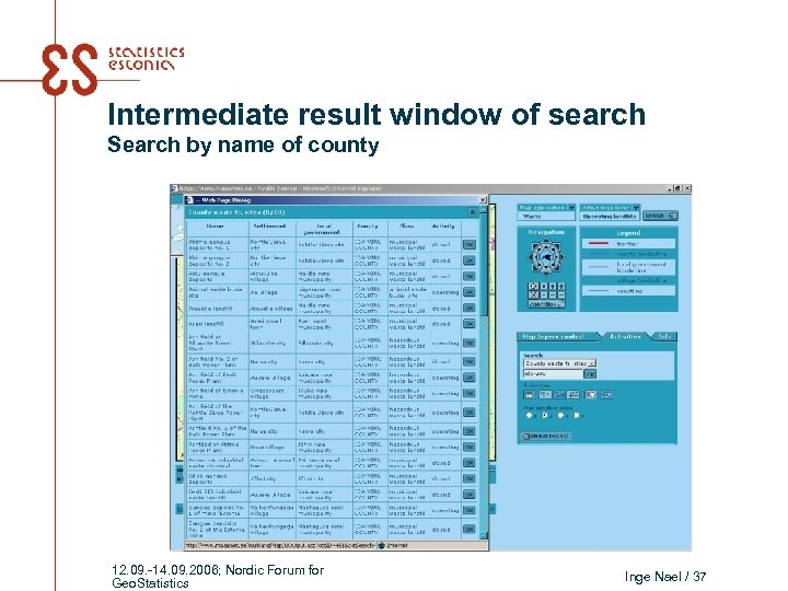 Intermediate result window of search Search by name of county 12. 09. -14. 09.