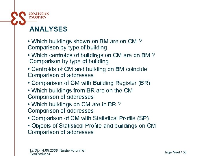 ANALYSES • Which buildings shown on BM are on CM ? Comparison by type