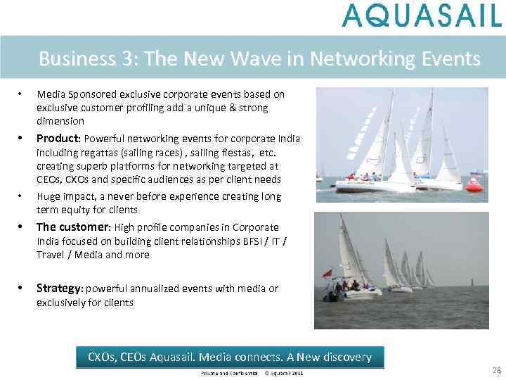  Business 3: The New Wave in Networking Events • Media Sponsored exclusive corporate