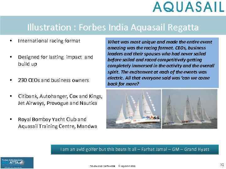 Illustration : Forbes India Aquasail Regatta • International racing format • Designed for lasting