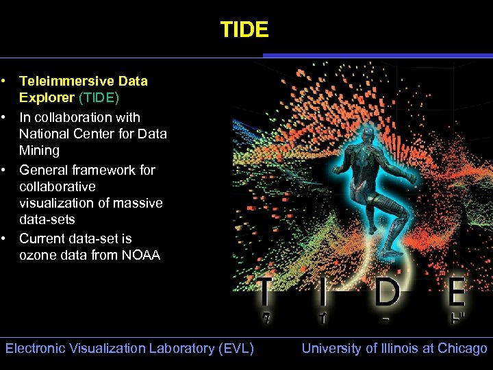 TIDE • Teleimmersive Data Explorer (TIDE) • In collaboration with National Center for Data