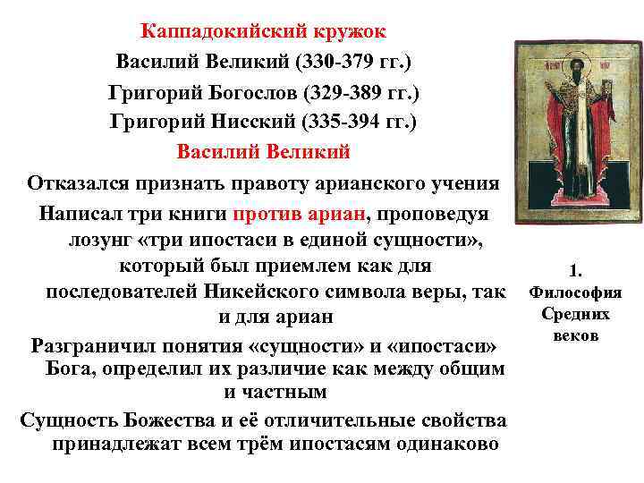 Каппадокийский кружок Василий Великий (330 -379 гг. ) Григорий Богослов (329 -389 гг. )